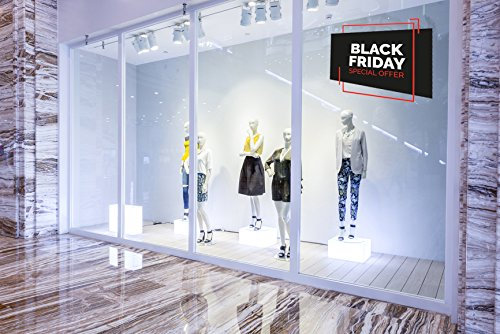 Vinilo Black Friday Escaparates Black Friday Negro Blanco y Rojo | 100 cm de largo x 80 cm de alto | Vinilo Adhesivo | Decora tu escaparate | Pegatinas Adhesivas Escaparate | Vinilos para negocios