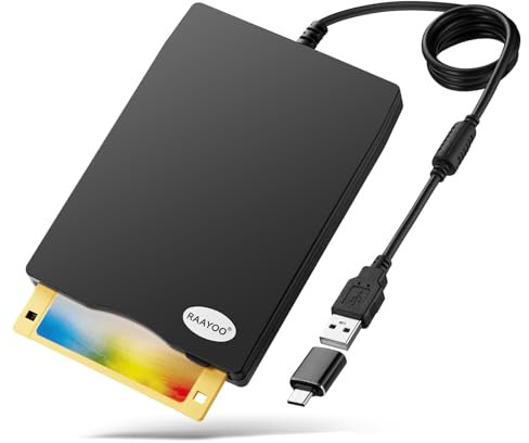 3.5 Inch USB Floppy Drive Portable External Disk Drive 1.44MB FDD USB Mac Windows 10/7/8 Laptop Black
