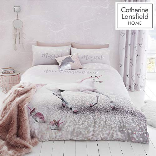 Catherine Lansfield Enchanted Unicorn Easy Care Single Duvet Set, Pink