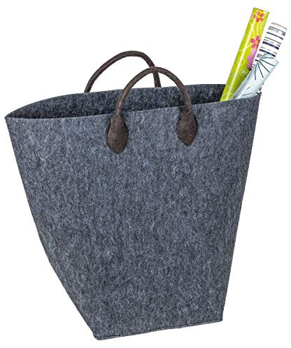 LA FIORE 24 Filztasche Einkaufstasche Spielzeug Aufbewahrung Allzwecktasche Jumbo Grösse ca. 55 x 36 x 50 cm Grau