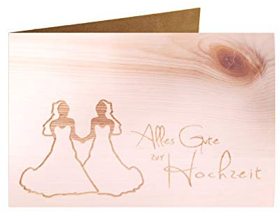 Holzgrußkarte - ALLES GUTE ZUR HOCHZEIT - 100% handmade in Österreich - Postkarte Glückwunschkarte Geschenkkarte Grußkarte Klappkarte Karte Einladung mrs gleichgeschlechtlich