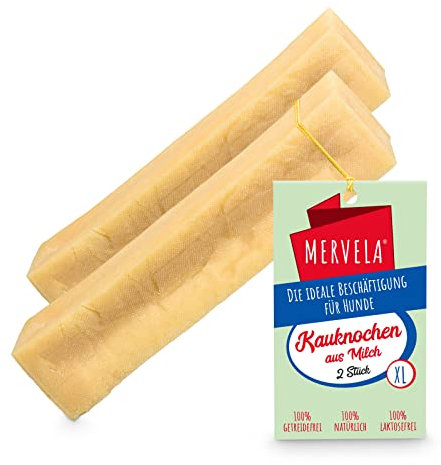 MERVELA® Kaukäse für Hunde | 2 * 120 Gramm | XL | Käseknochen | Beschäftigung & Belohnung | Käsestangen | Harter Yak Käse Hund | Himalayan Cheese Bones | Langer Kauspaß