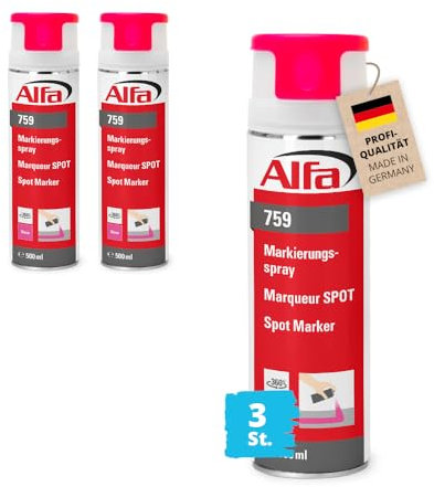 Alfa 3x Markierungsspray neon-pink 500 ml Profi-Qualität für saubere und präzise Markierungen mit flexibler 360° Sprühanwendung (Überkopffunktion)