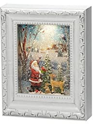 Konstsmide LED Snow Globe Santa Claus with Animals/Water Filled/Christmas Decorations Indoor Battery Lights/Timer/Battery Operated: 3xAA 1.5V (excl.) or USB (Inc), White