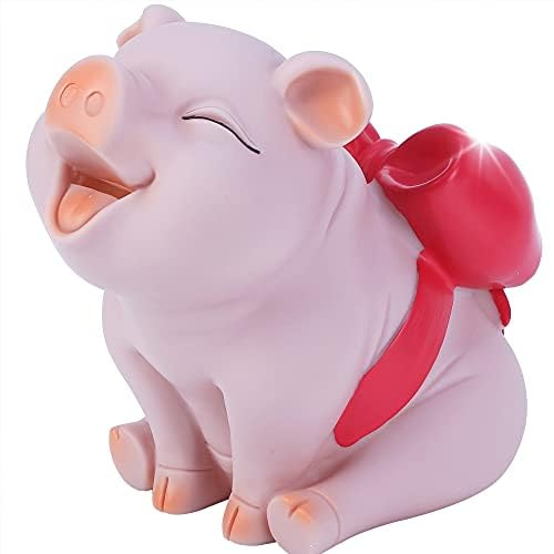 H&W Sparschwein mit Roter Schleife-Knoten,Schwein Sparschwein für Kinder,Unzerbrechlich Spardose,Kreative Münze Bank,Erste Sparbüchse für Jungen Mädchen Erwachsene,Beste Geburtstag