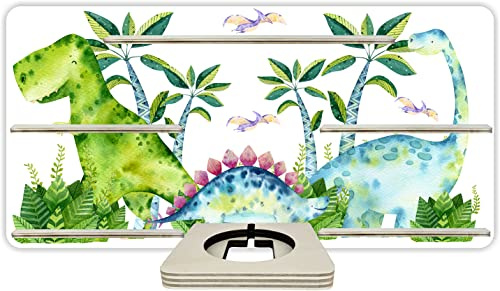 Farbklecks-Collection Tonie Regal Starter Set Dinoworld, 48 x 24 cm | Musikboxregal, Wandregal für bis zu 25 Hörfiguren, Mit speziellem Ablagefach kompatibel mit Toniebox, Handgefertigt in D
