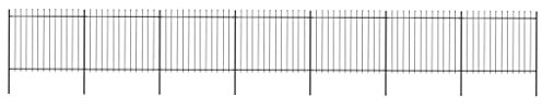 Beetzaun Metall Gartenzaun Zaun mit Pfosten Speerspitzen, Zaunelementen Gartenzäune Dekorative Klein Stahl Zaun Schmuckzaun Stahlzaun Gitterzaun Zaunfeld, 11,9 x 1,5 m Schwarz