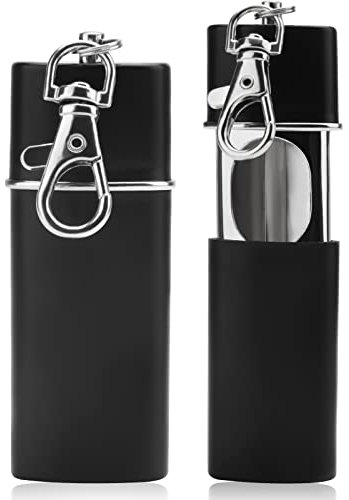 HENGBIRD Taschenaschenbecher, Mini-Reiseaschenbecher, geruchshemmend, winddicht, Schlüsselanhänger (2 schwarz)