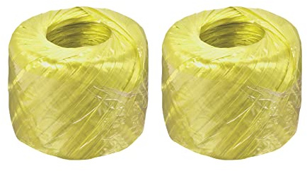 sourcing map Poliéster Nylon Plástico Cuerda Cordel Doméstico Atado para Embalaje Jardinería Artesanía, 150m Longitud, Amarillo Paquete de 2