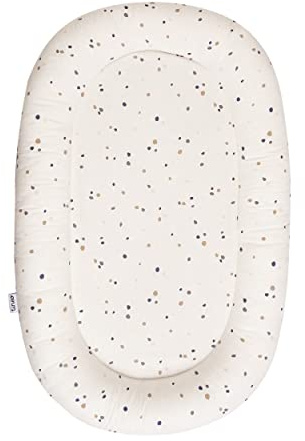 Tinéo - Bettverkleinerer 95 x 60 x 10 cm – wattiert – Babyschale für Bett – Babynest – Abnehmbarer Bezug – maschinenwaschbar 30 ° – wendbar – 0 – 6 Monate (hellgrau/Terrazzo)
