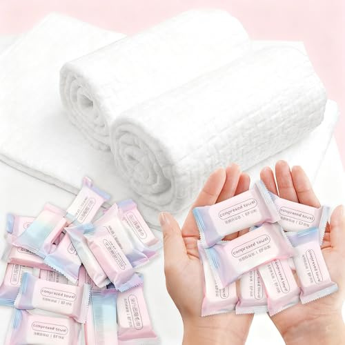 ERHAOG Komprimierte HandtüCher Tabletten 22 Stück - 40 x 25 cm Einweg Handtuch Einmal Handtücher Reise Handtuch Einmalhandtücher Erfrischungstücher für Erwachsene Wandern Küche Reise Zuhause