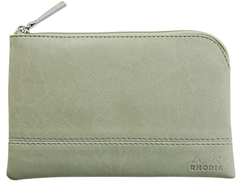 Rhodia 116533C - Rhodiarama pochette zippé en simili cuir italien - taille S (11x17 cm) CÉLADON