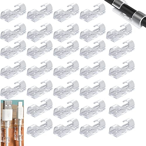 XiaZhiZhen Kabelclips 60 Stück Kabelhalter Selbstklebend Transparente Runde Kabel-Clips Desktop-Organizer Kabel-Organizer für Netzwerkkabel Audiokabel Mauskabel…