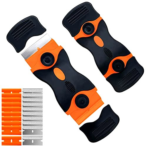 YEHOLDING Raschietto in vetroceramica, con 10 coltelli in acciaio e 10 coltelli in plastica.Raschietto stufa domestico è utilizzato per raschiare etichette, adesivi o decalcomanie su vetro