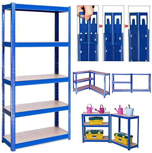 AUTOFU Scaffali metallici a 5 livelli Garage Shelving Unit Scaffali regolabili Garage Storage Racks Heavy Duty Shed Shelving 170x75x30cm, libreria per casa soggiorno garage