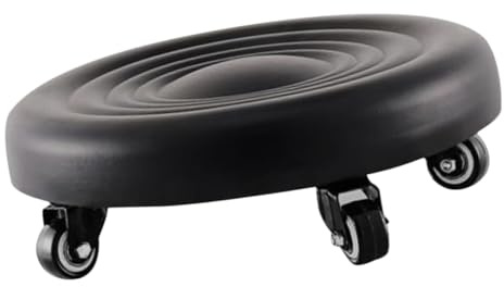 STOBOK Praktischer Kleiner Tritthocker mit 360 Grad Drehbaren Rollen Pu Material und Edelstahl für Schlafzimmer und Büro als Fußstütze