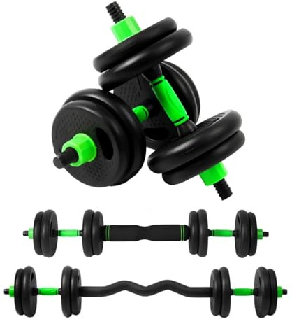 EIGFOH Pesas y Mancuernas Ajustables 10/15/20/30/40 KG Juego de Pesas 3en1 con Barra Recta y Curva, Mangos Antideslizantes, Kit Mancuernas para Gimnasio en Casa