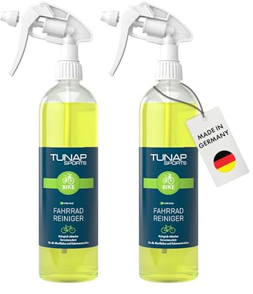 TUNAP SPORTS Fahrradreiniger 2x 1L – E-Bike Ready | Im 2er Vorteilspack | Schonende Allroundreinigung für jedes Bike | Entfernt Schlamm, Ölfilm & Staub mühelos | Made in Germany