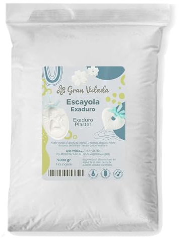 Gran Velada - Escayola Exaduro en Polvo 5 Kg | Para Figuras de Mayor Dureza | Fácil de Usar | Ideal para Moldes de Silicona | Perfecto para Figuras Decorativas, Ambientadores e Imanes
