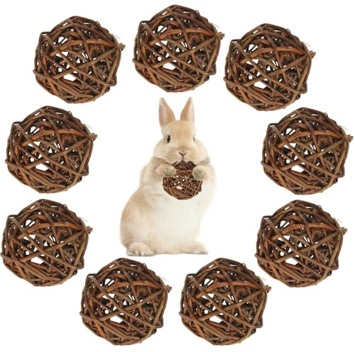 GUOYOU 9 Stück Natur Weidenball Spielzeug für Kleintiere, Hamster Spielzeug, Kleintiere Kauspielzeug für Kleintieres Hamster Kaninchen Meerschweinchen Chinchilla Rennmäuse(6cm)