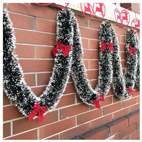 Weihnachtsgirlanden, künstliche Kiefern-/Zypressen-Girlande, Weihnachtsdekoration, Zederngirlande für Türen, Treppen, Kamin (Schleife, 1,8 m)
