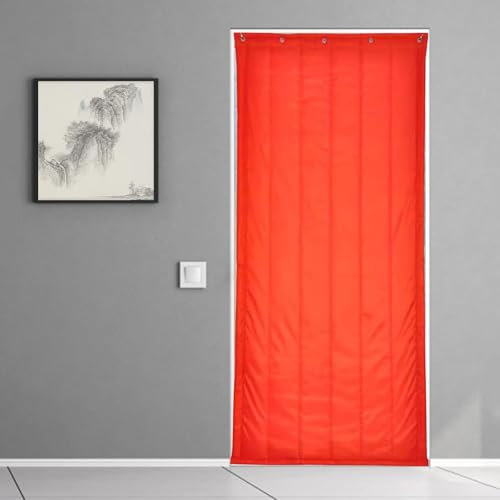 Rideau de porte isotherme pour portes - Isolation acoustique pour garder l'air chaud à l'intérieur et l'air froid à l'extérieur - Orange - 120 x 230 cm