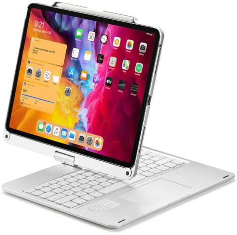 Kaidisen funda giratoria 360 grados para iPad Pro/Air 13 pulgadas M4/12.9 6ª/5ª/4ª generación con panel táctil, retroiluminación 7 colores, teclado plegable