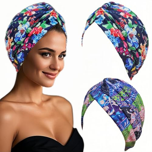 2er Pack Turban Damen Verknotet Tuch Frauen Undercap Hijab Cap Kopftuch Mütze Chemo Islamische Muslimische Solid Color Hijab Mütze Kopfbedeckung Chemo Kopftuch Schlafmütze