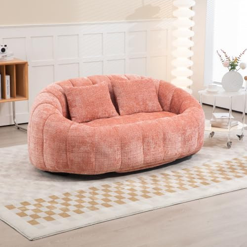 Soweiz Divano a sacco a pelo, durevole, confortevole, poltrona a sacco con schienale alto, divano per adulti e bambini, morbida poltrona lounge (ciniglia rosa)