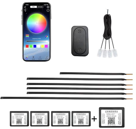 LED Innenbeleuchtung Auto,Acryl Auto Ambientebeleuchtung Strip mit 593LEDs Fiber Optic Ambient Lighting Kits,16 Million Colors Sound Active Function Neon Lights,Atmosphäre Lich (Dreamcolor 10 in 1)