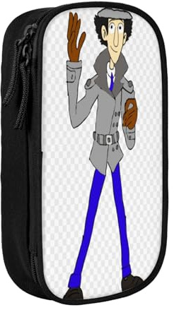 YINGD Inspector Gadget - Estuche para lápices con 3 separadores de malla, bolsa portátil con cremallera para artículos de papelería, joyas, auriculares (poliéster), multicolor, Estilo europeo y