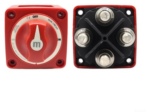 Marine-Batterieschalter, Doppelschaltung, 48 V, 300 A, Stromisolator, 2/3/4 Positionen, robust, mit verzinntem Kupferbolzen (Doppelkreis)
