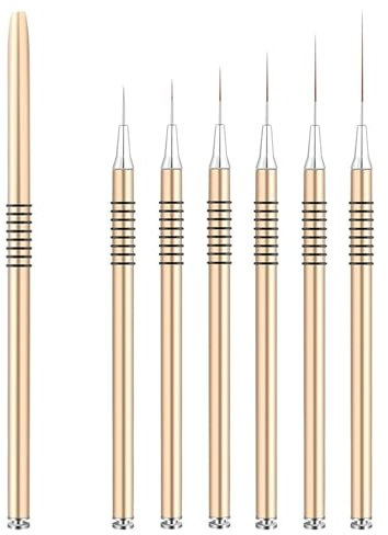 Xynovate Nagelkunstpinsel Liner Pinsel Gold Dünn Feines Zeichnen | Für lange Linien Details DIY Nail Art Salon Heimgebrauch Malerei Design Pinselset