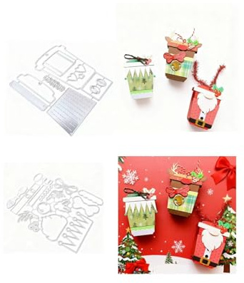 JIHFOHHA Stanzschablone für Weihnachten, 3D-Weihnachtsbecher, Prägung, Metall, Stanzformen für DIY, Scrapbooking, Album, dekoratives Papier, Basteln, Kartenherstellung, 2 Stück