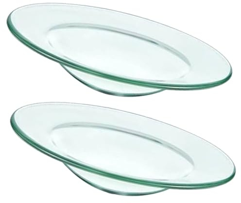 GARVALON Transparente Runde Glasschalen 2 Stück für Duftöl und Wachs | Glas, Wiederverwendbar, 4, 7 Zoll Format, Schlichtes Design, Passend für Salon und Wohnraum
