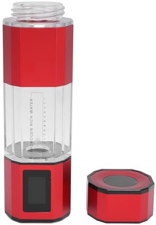 Fdit Jarra de Agua de Hidrógeno, Concentración de 5000ppb, Portátil con Modo de Retrolavado Automático para Viajes, Botella Autónoma Se Puede Utilizar con Agua para Ir (rojo)