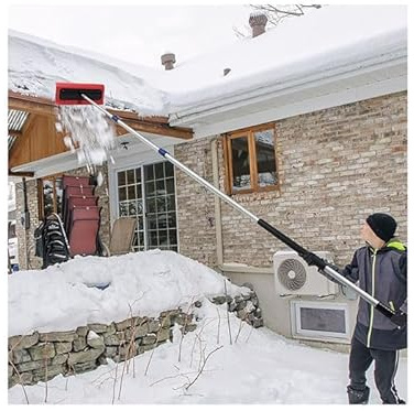 GZKDKZB Rastrello da Tetto Snow Rakes, Estensibile da 5 a 12 Piedi (Portata Fino a 18 Piedi), in Alluminio Leggero con Cuscinetto in Schiuma Morbida per la rimozione della Neve e la pulizi