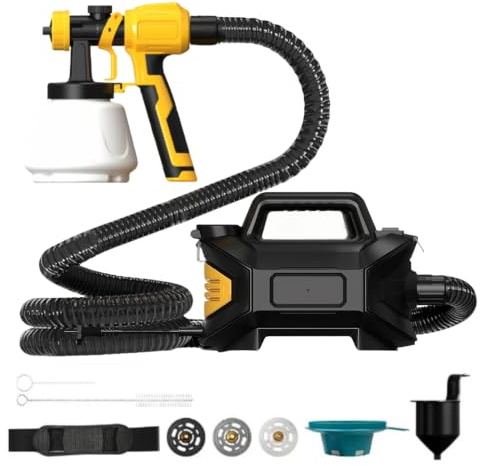 800W Farbsprühsystem mit 3 Düsen & 3 Sprühbildern, Elektrische Farbspritzpistole mit 1,5m Luftschlauch, Sprühpistole Wandfarbe für Möbel, Wände, Zäune, Schränke – Ideal für Innen & Außen