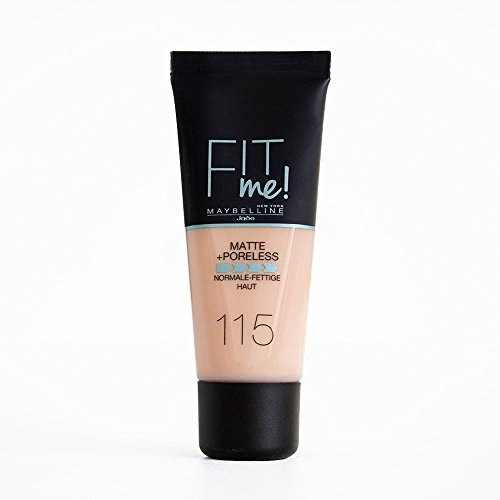 Maybelline New York Make Up, Fit Me! Matte + Poreless Foundation, Mattierend und porenverfeinernd, Alle Hauttypen, Nr. 115 Ivory, 30 ml
