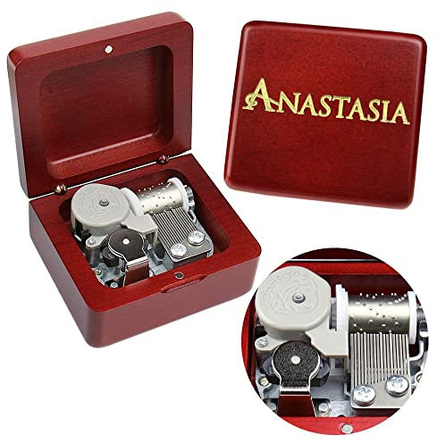 Sinzyo Anastasia-Once upon a december Speldosa Vintage Trä Jul Alla hjärtans dag Födelsedagspresent (Röd trälåda)