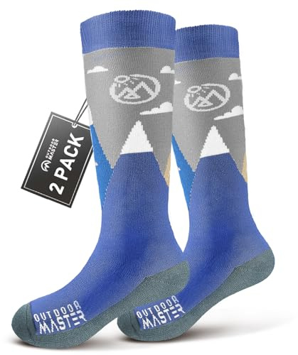 OutdoorMaster Merino Wool Ski Socks for Kids, Boys & Girls, Thermal Winter Warm Snowboarding Socks for Cold Weather