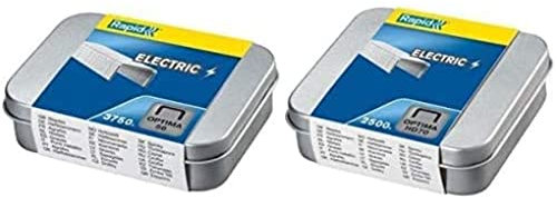 Rapid Optima No. 56 Staples, For Stapling up to 20 Sheets, Use with Optima Electric Staplers, Galvanised Wire, Tin of 3750, 5001374