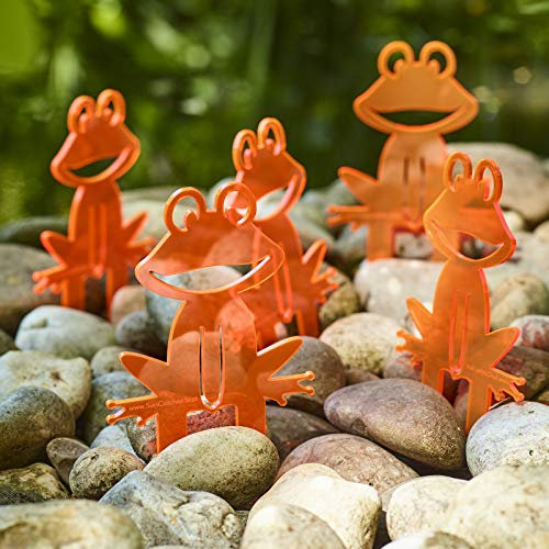 Sun Catcher Garden Decor 5er Set Sonnenfänger Garten Stecker, Statuen Figuren 10cm hohe Frosch Dekoration für Garten, Balkon oder Terrasse, Farbe:orange