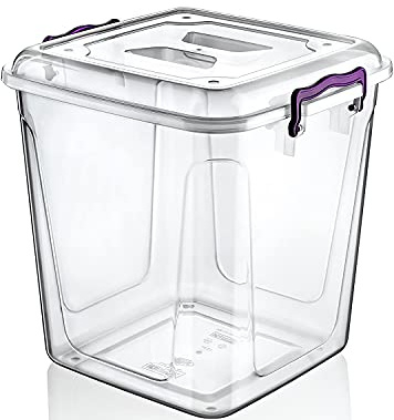 Easy Shopping® Clear Plastic Storage Box Lid Clip Locking Office Home Kitchen Food Container Multi-Purpose (21L Deep Container)