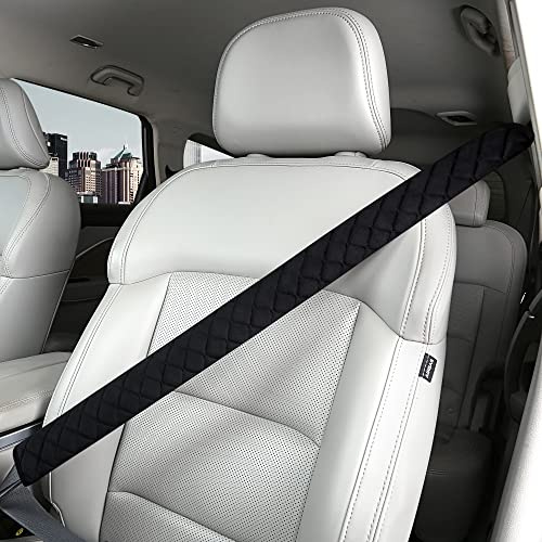 HighnessHwoo Extra långa säkerhetsbältesskydd för vuxna, barn, kvinnor och män, mjuk bilsäkerhetsbältesrem kudde för sedan, SUV, lastbilar, axelnacke, bröstskyddsdynor, biltillbehör, 1 st, svart, 100