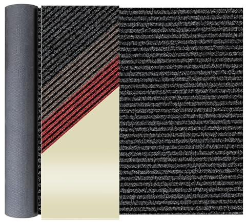Primaflor Schmutzfangläufer Gin | 200 x 200 cm | Anthrazit | Meterware | Gerippte Schmutzfangmatte, Fußmatte, Fußabtreter und Eingangsmatte aus 100 % Polypropylen mit Gelrücken, 6 mm, leicht kürzbar