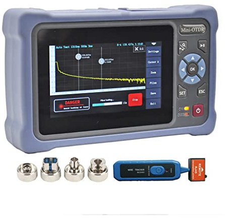 QIIRUN OTDR Fibra Ottica NK4000D, OTDR Tester 1310/1550 nm 26/24dB con Touch Screen da 4,3 Pollici OTDR 11 in 1 con Mappa Eventi VFL OPM OLS RJ45, Connettori FC/UPC SC ST LC Inclusi