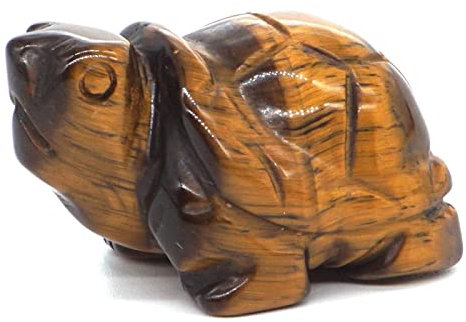 Schildkröten-Statue, Steinschnitzerei, natürlicher Edelstein, Tierfigur, Heimdekoration, 1 Stück, gelbes Tigerauge