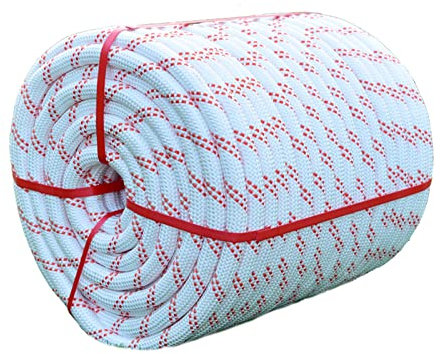 Yimihua Sicherheitsseil Weiß 10mm/12mm/14mm/16mm/18mm Hochfestes Schnur-Sicherheitsseil，Abseilseil，Bergsteigerbaum，Feuerfestes Eiskletterseil Aus Nylon，Mehrere Größen Verfügbar(Size:10mm-20M)