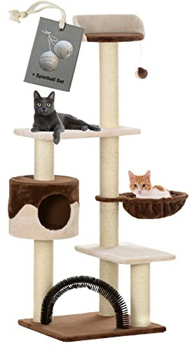 Katzenkratzbaum Kratzbaum für Katzen Utah 2 Spielkugeln (Beige-Braun)